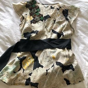 Anthropologie silk wrap shirt